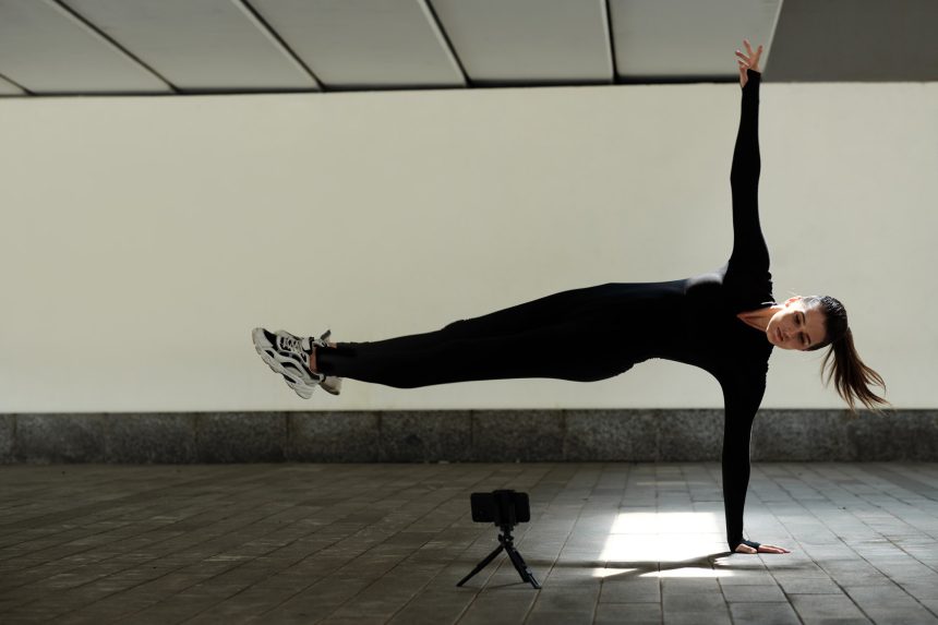 Dancer recording her performance on video