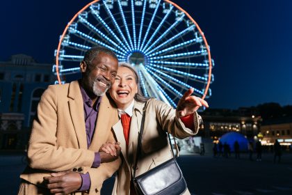 Storytelling image of a multiethnic senior couple in love