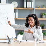 Video conference with teacher at home, call with personal tutor, audio course, distance and e